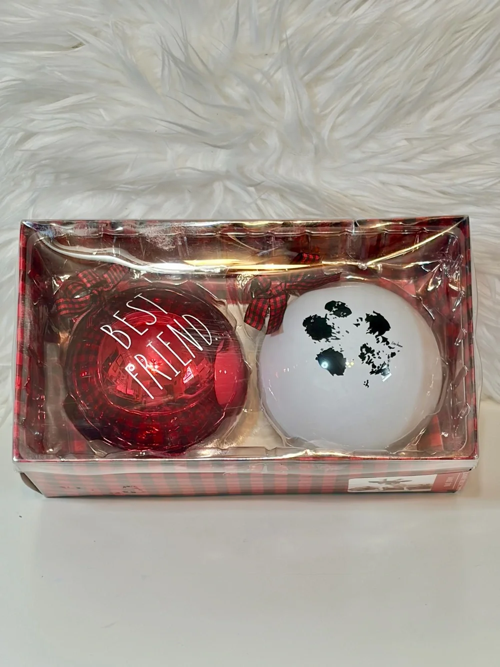Rae Dunn “Best Friend” Set of Two Dog-Themed Glass Ornaments NWT